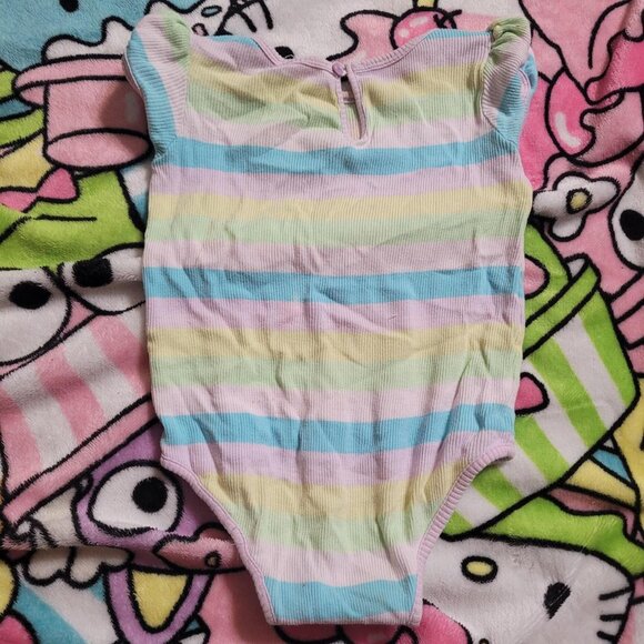 Striped Baby Pastel Onepiece Patterned Design Cute Easter Colors Kids Shirt Girl - Picture 2 of 2